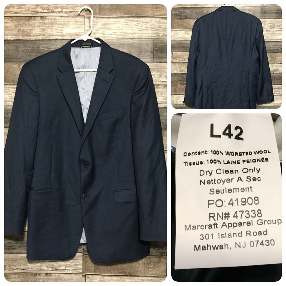 Tommy Hilfiger Wool Blazer Jacket Men’s 42L Blue 2 Button